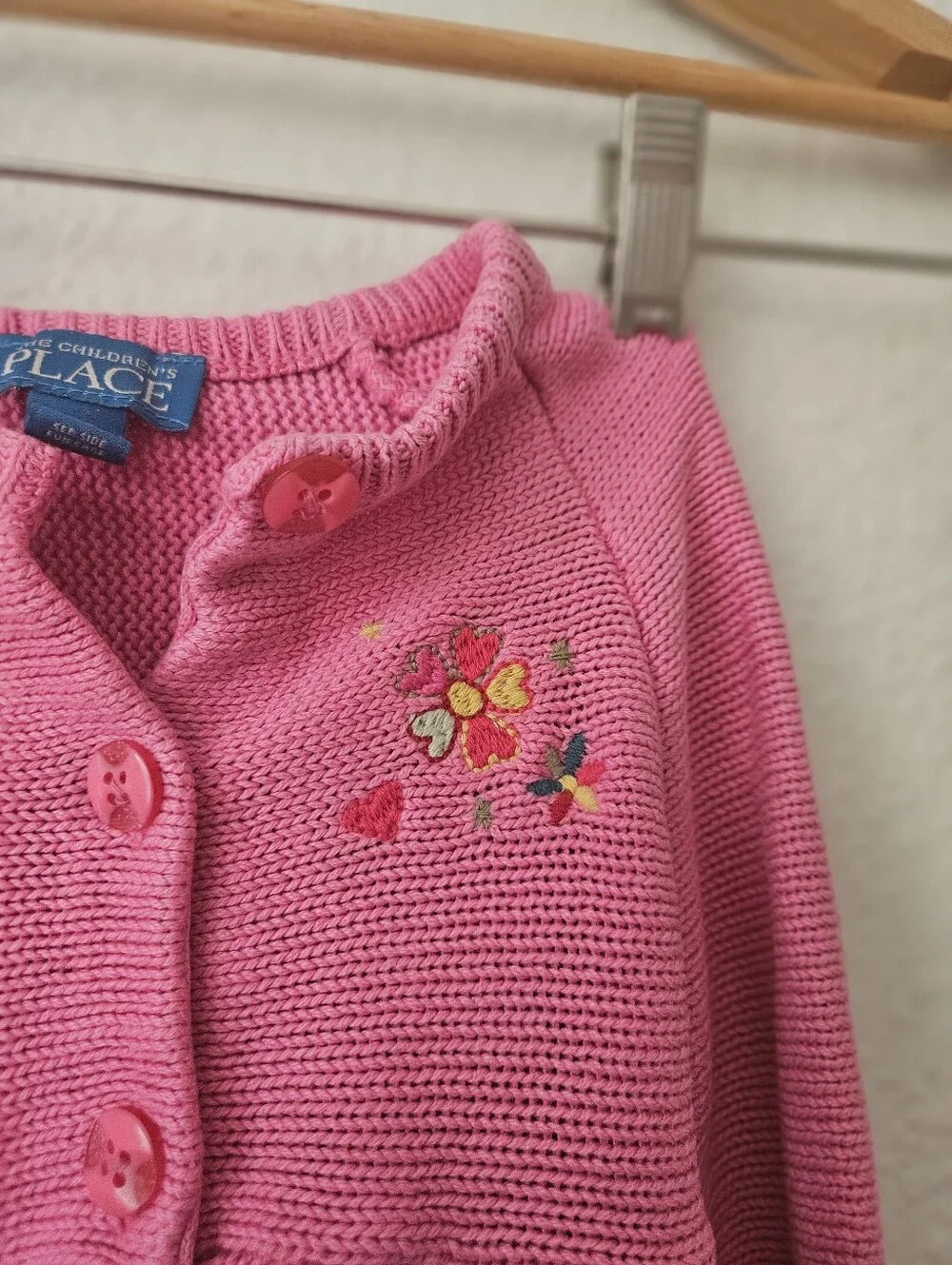 childrens place knit y2k floral embroidered pink cardigan 3t